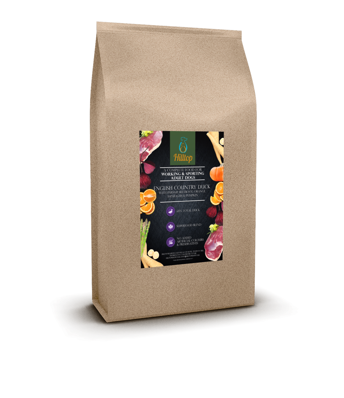 Hilltop Superfood 65 Adult Dog Food - English Country Duck with Parsnip, Beetroot, Orange, Asparagus & Pumpkin