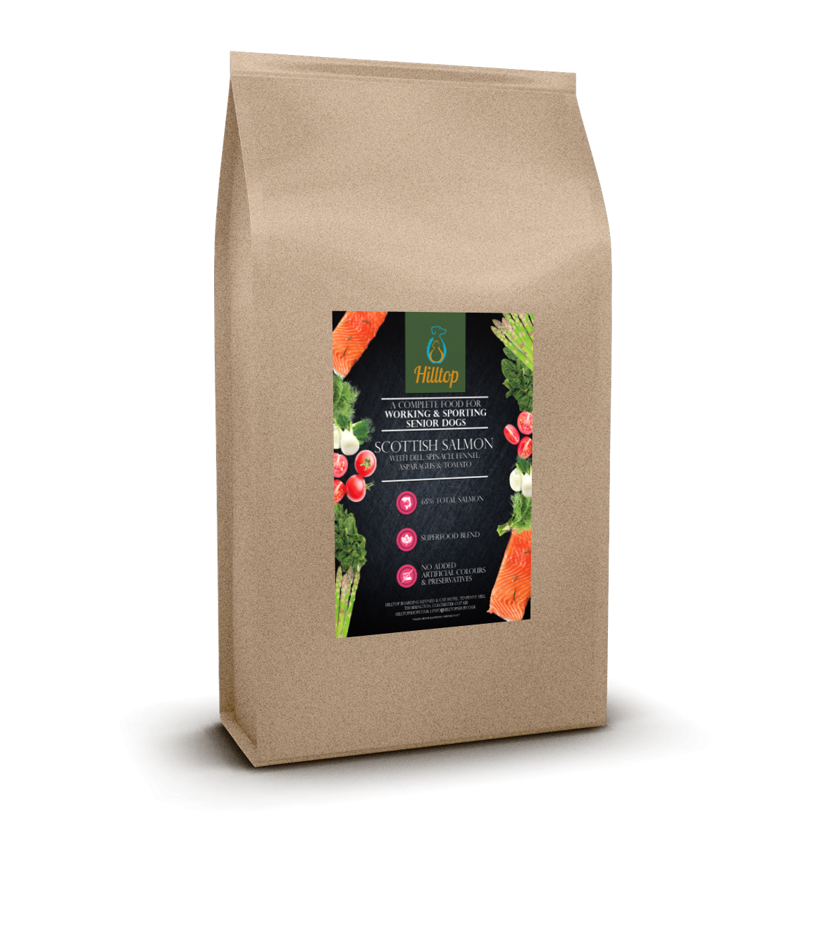 Hilltop Superfood 65 Adult Dog Food SENIOR/LIGHT - Scottish Salmon with Dill, Spinach, Fennel, Asparagus & Tomato