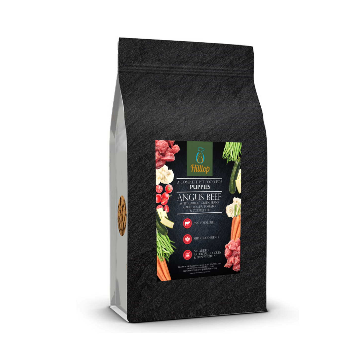 Hilltop Superfood 65 Dog Food PUPPY - Angus Beef with Carrot, Green Beans, Cauliflower, Tomato & Courgette