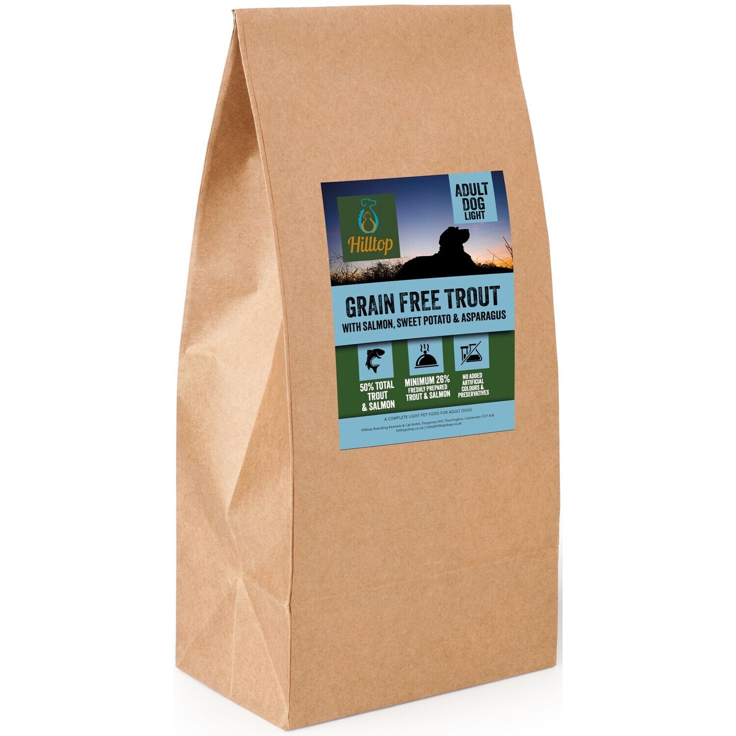 Hilltop Grain Free Adult Dog Food LIGHT - Trout & Salmon, Sweet Potato & Asparagus