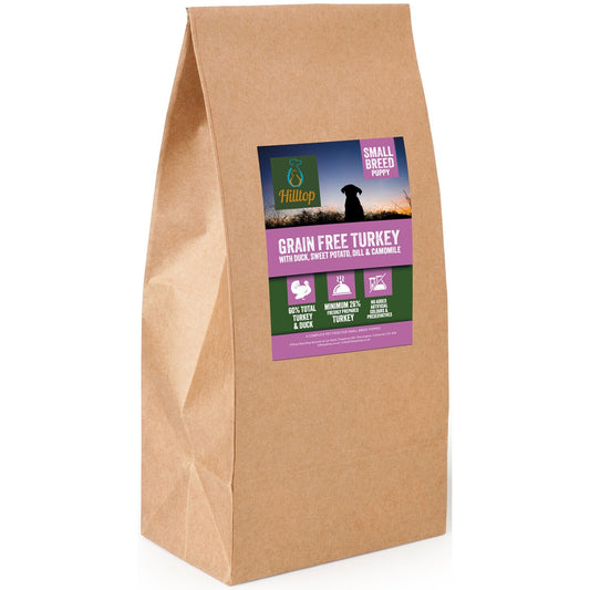 Hilltop Grain Free Dog Food SMALL BREED PUPPY - Turkey with Duck, Sweet Potato, Dill and Camomile