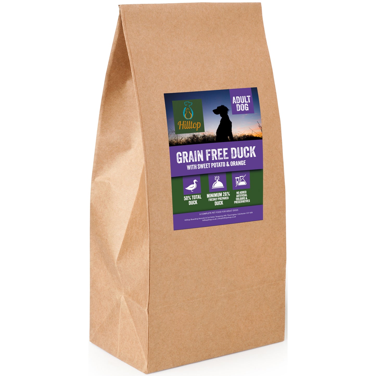 Hilltop Grain Free Adult Dog Food - Duck, Sweet Potato & Orange