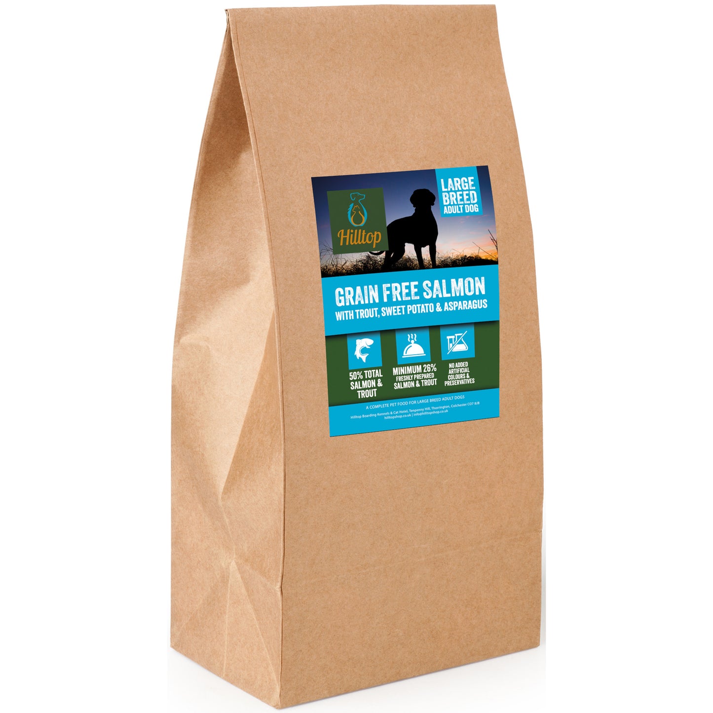 Hilltop Grain Free Adult Dog Food LARGE BREED - Salmon,Trout, Sweet Potato & Asparagus