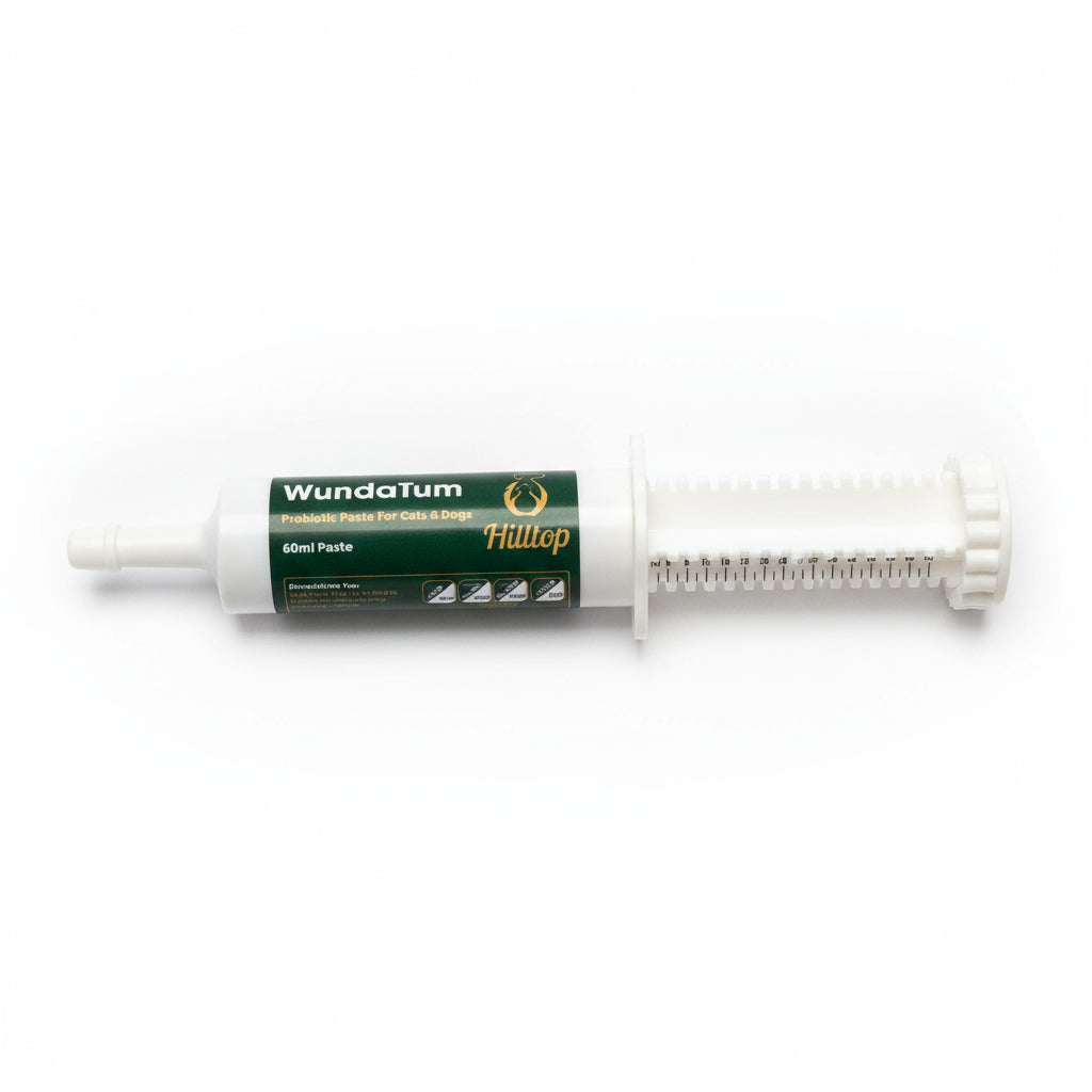 WundaTum Digestive Care Rapid Probiotic Paste for Cats & Dogs - 60ml syringe on a white surface